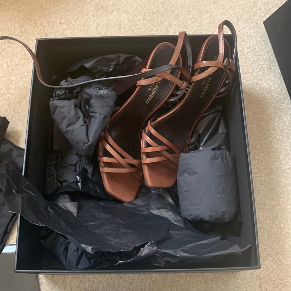 Saint Laurent Crisscross Sandals size 35 brown leather